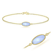 Blue Chalcedony Ellipse Shape Bracelet BRS-385-GP